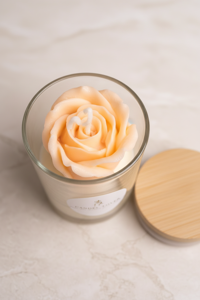 Detaliu lumânare cu trandafir