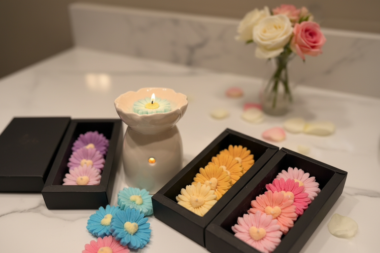 Flori decorative de ceară Candel Lover - context elegant pe masă