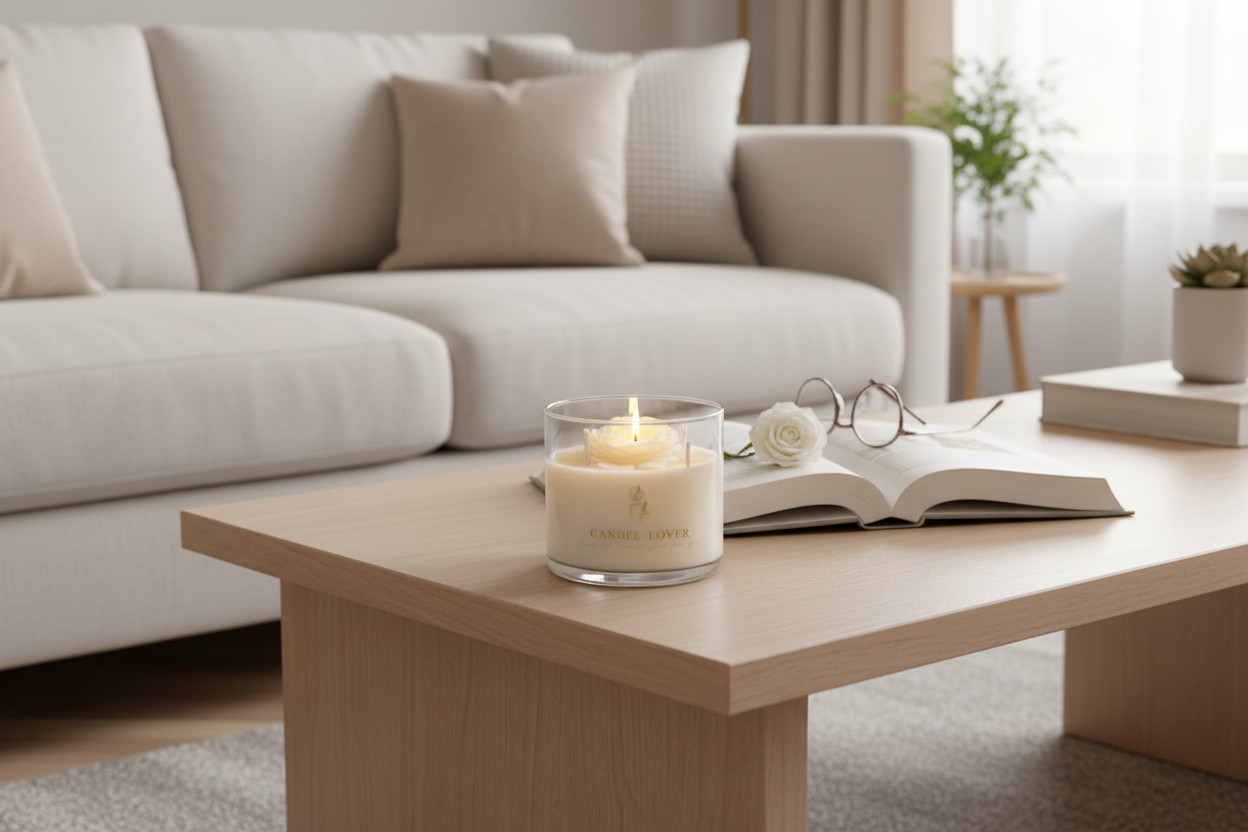 Ivory Blossom Candle Lifestyle Scene